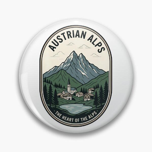 Item preview, Vintage Austrian Alps Mountain Village Retro Badge designed and sold by k3rstman1.