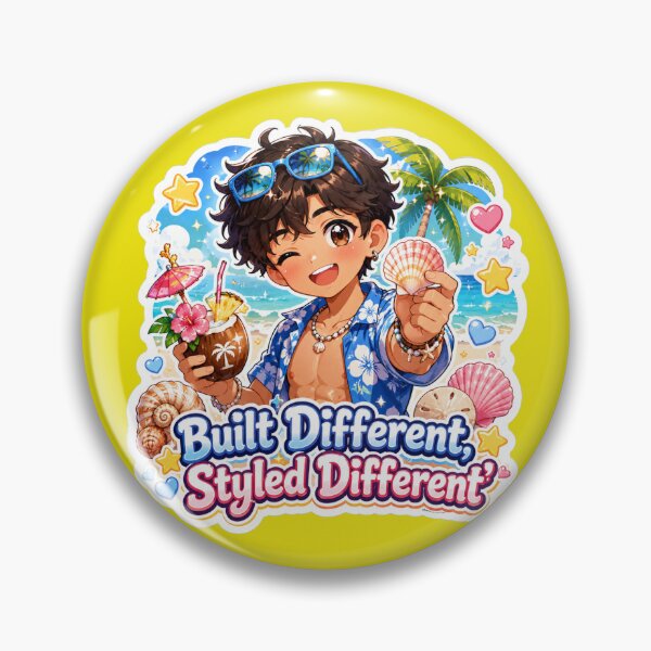 Item preview, Built Different Styled Different Kawaii Anime Boy Sticker | Cute Beach Boy Chibi | Summer Aesthetic Sticker designed and sold by Sidra digital art 8277237.