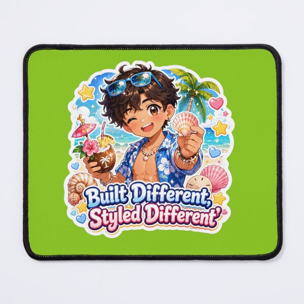 Item preview, Built Different Styled Different Kawaii Anime Boy Sticker | Cute Beach Boy Chibi | Summer Aesthetic Sticker designed and sold by Sidra digital art 8277237.