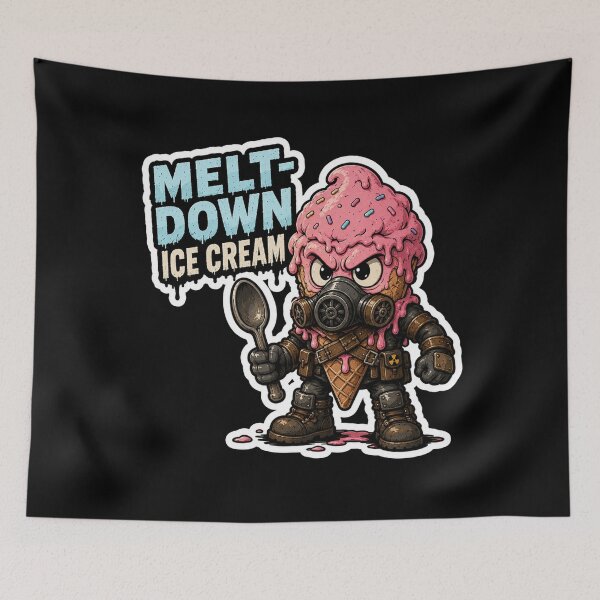 Item preview, Meltdown Ice Cream Funny Sticker | Wasteland Dessert Warrior designed and sold by Snackwave Ninety.