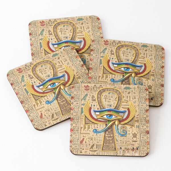 Item preview, Eye of Horus Ankh Cross - Winged Egyptian Protection Amulet designed and sold by GulfSignature.