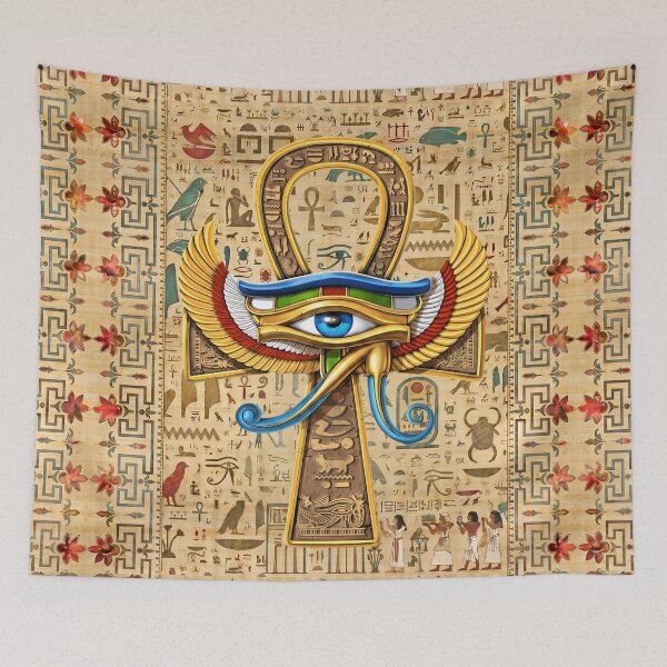 Item preview, Eye of Horus Ankh Cross - Winged Egyptian Protection Amulet designed and sold by GulfSignature.