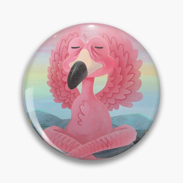 Item preview, funny pink flamingo character meditating designed and sold by sinisdrawings.