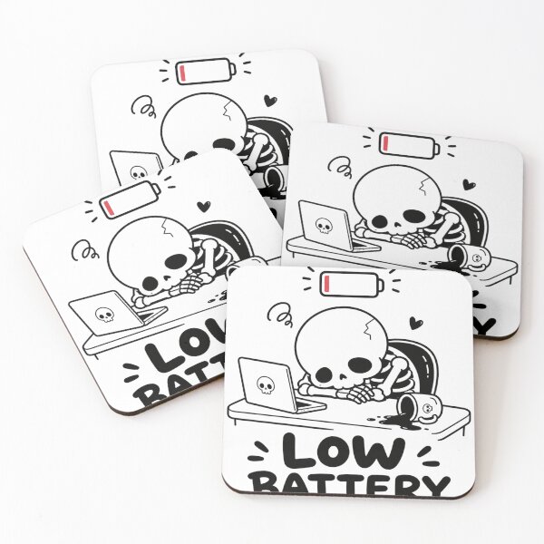 Item preview, Low Battery Cute Skeleton Burnout Graphic Tee designed and sold by MaynyStudio.