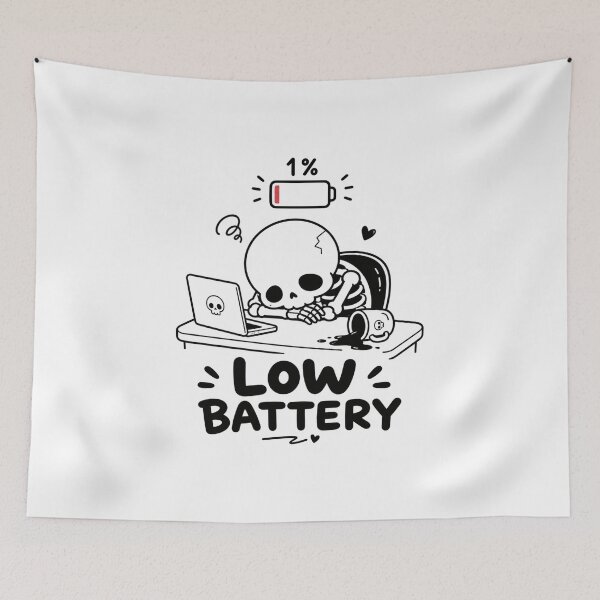 Item preview, Low Battery Cute Skeleton Burnout Graphic Tee designed and sold by MaynyStudio.