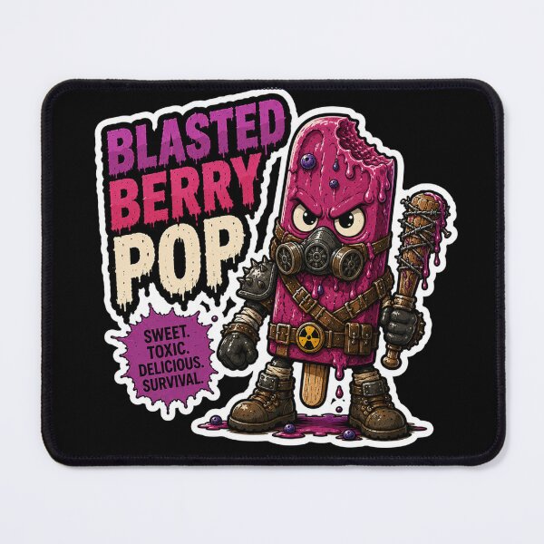 Item preview, Blasted Berry Pop Funny Sticker | Wasteland Popsicle Warrior designed and sold by Snackwave Ninety.