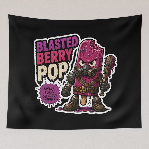 Item preview, Blasted Berry Pop Funny Sticker | Wasteland Popsicle Warrior designed and sold by Snackwave Ninety.