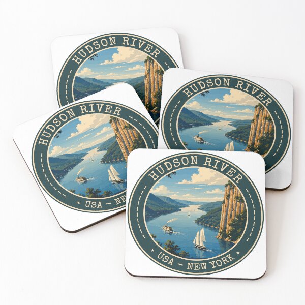 Item preview, Hudson River USA, Vintage Travel Art Circle Emblem designed and sold by MaateoDesign.