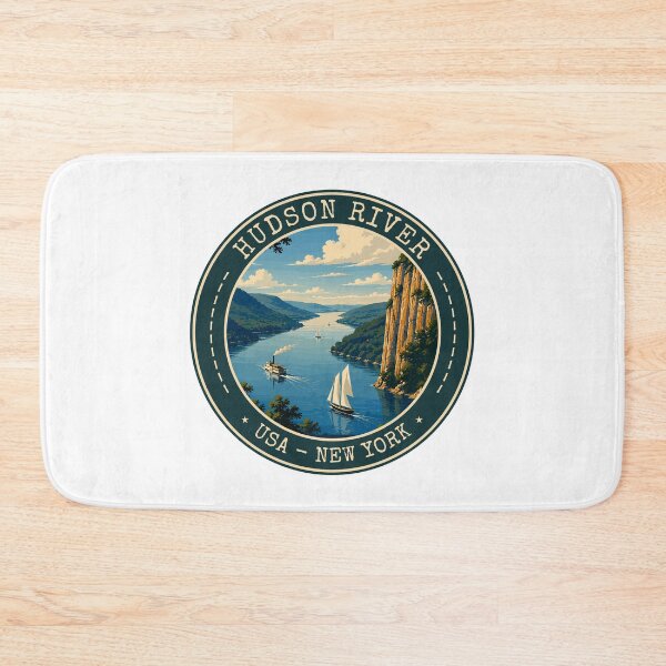 Item preview, Hudson River USA, Vintage Travel Art Circle Emblem designed and sold by MaateoDesign.