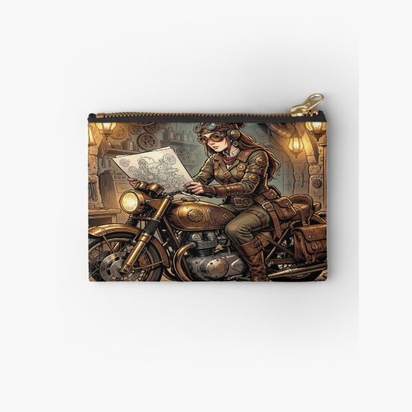 Item preview, Steampunk Rider Art – Woman on a motorcycle in the detailed Greg Rutkowski Comics style designed and sold by FotoworldEdel.