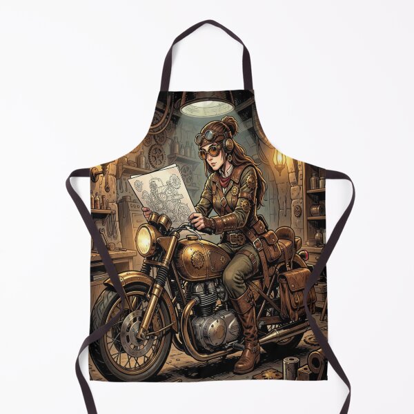 Item preview, Steampunk Rider Art – Woman on a motorcycle in the detailed Greg Rutkowski Comics style designed and sold by FotoworldEdel.