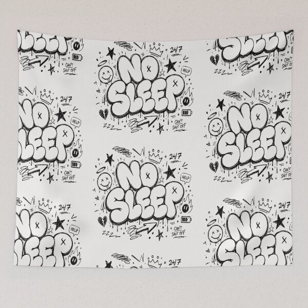 Item preview, NO SLEEP Bubble Graffiti Typography | Chaotic Doodle Streetwear Design designed and sold by J&J's Creation.