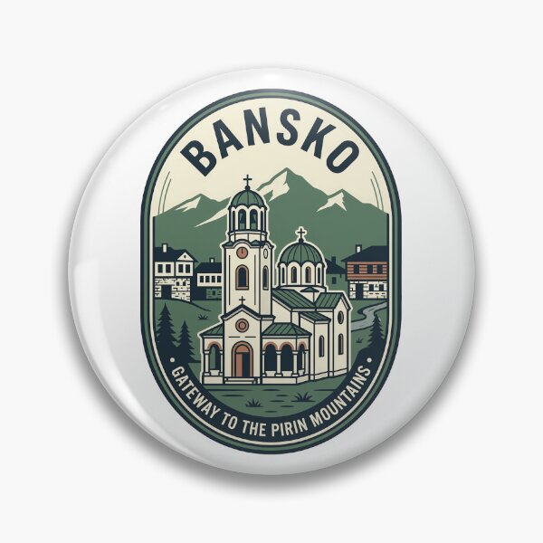 Item preview, Vintage Bansko Bulgaria Pirin Mountains Travel Badge designed and sold by k3rstman1.
