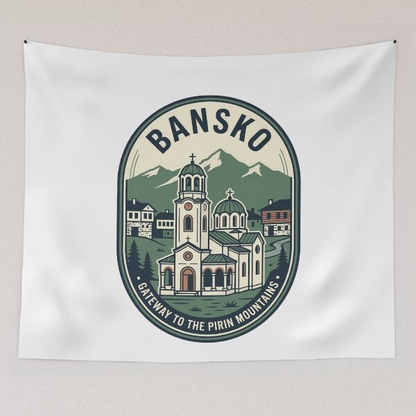Item preview, Vintage Bansko Bulgaria Pirin Mountains Travel Badge designed and sold by k3rstman1.