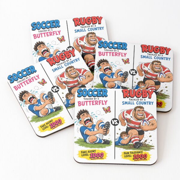 Item preview, Football vs Rugby Cartoon T-Shirt – Drama vs Real Toughness designed and sold by SarcasmOnCotton.