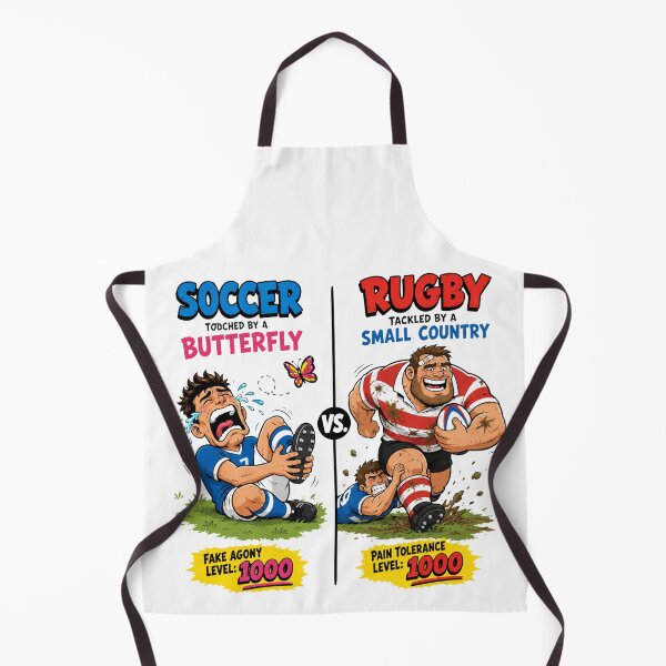 Item preview, Football vs Rugby Cartoon T-Shirt – Drama vs Real Toughness designed and sold by SarcasmOnCotton.
