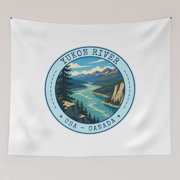 Item preview, Yukon River USA-Canada, Vintage Travel Art Circle Emblem designed and sold by MaateoDesign.