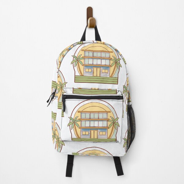 Item preview, retro seaside motel with palm trees and sunset sky designed and sold by Senglaopattern.