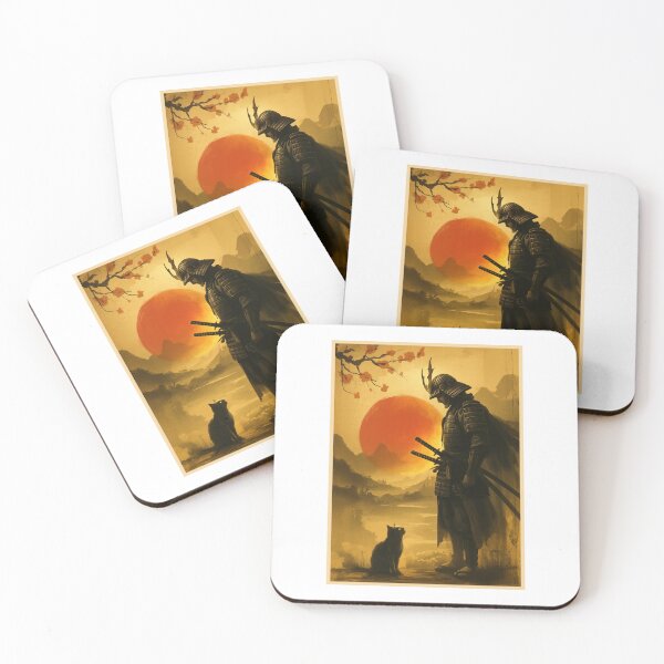 Item preview, Cat and Samurai Warrior Vintage Japanese designed and sold by nosu-art-pod.