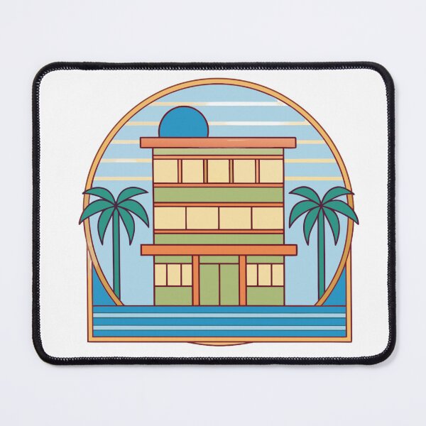 Item preview, retro seaside motel with palm trees and sunset sky designed and sold by Senglaopattern.