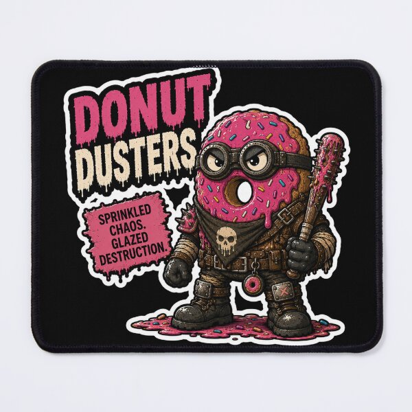 Item preview, Donut Dusters Funny Sticker | Wasteland Donut Warrior designed and sold by Snackwave Ninety.