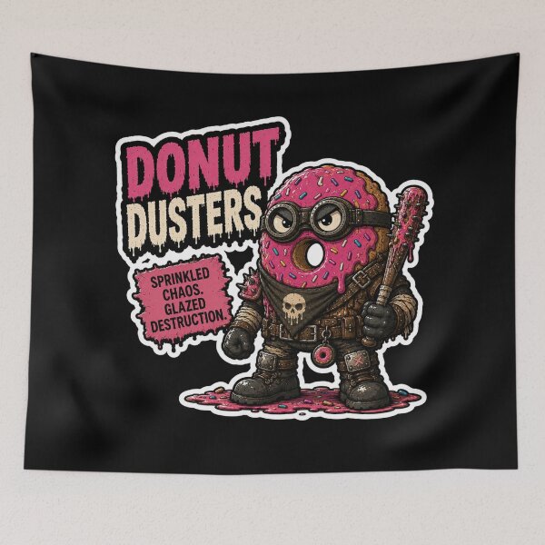 Item preview, Donut Dusters Funny Sticker | Wasteland Donut Warrior designed and sold by Snackwave Ninety.