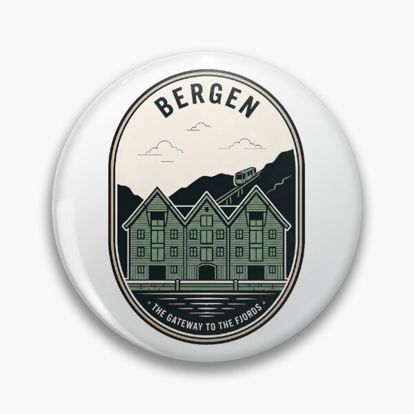 Item preview, Vintage Bergen Norway Fjord Gateway Travel Badge designed and sold by k3rstman1.
