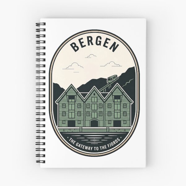 Item preview, Insignia de viaje vintage de Bergen, Noruega, con el fiordo de entrada. designed and sold by k3rstman1.