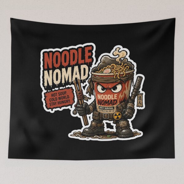 Item preview, Noodle Nomad Funny Sticker | Wasteland Ramen Warrior designed and sold by Snackwave Ninety.