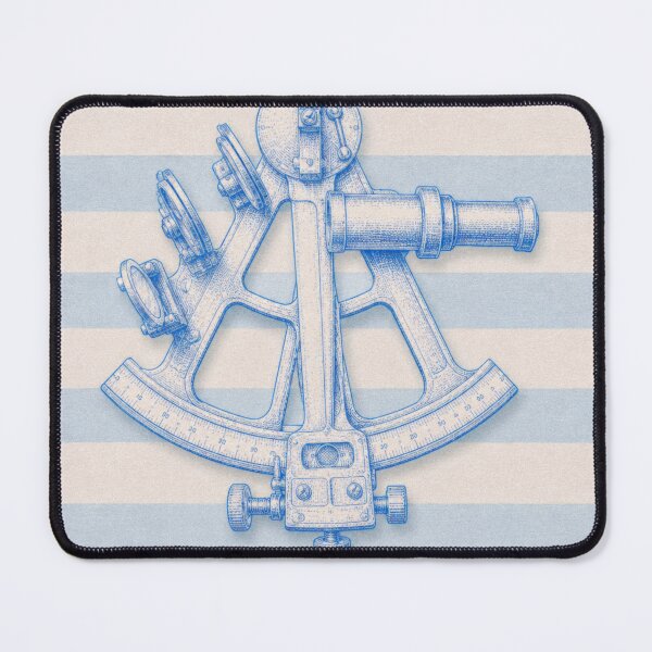 Item preview, Vintage Nautical Sextant Watercolor in Soft Coastal Blue, Maritime Navigation Illustration for Beach Cottage Decor designed and sold by CosmicAnomaly.