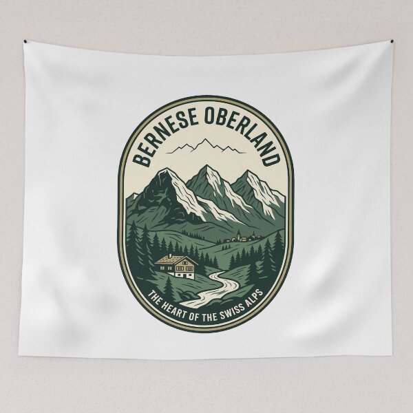 Item preview, Vintage Bernese Oberland Swiss Alps Mountain Landscape designed and sold by k3rstman1.
