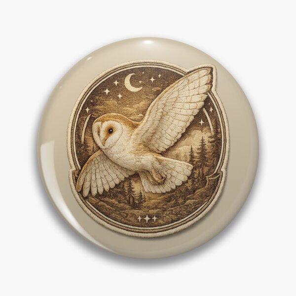 Item preview, Nocturnal Flight Owl Badge designed and sold by ChirpInc.