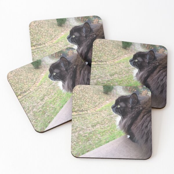 Item preview, Black Fluffy Cat Watching Nature designed and sold by PhuongVoArt.