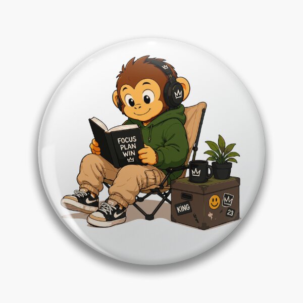 Item preview, Focus Monkey Motivation Cartoon Vector Design designed and sold by Krincydigitalart.