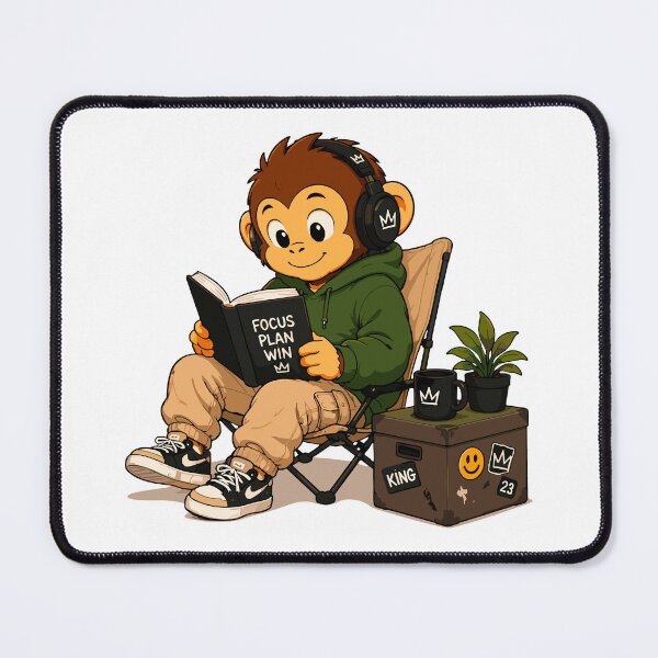 Item preview, Focus Monkey Motivation Cartoon Vector Design designed and sold by Krincydigitalart.