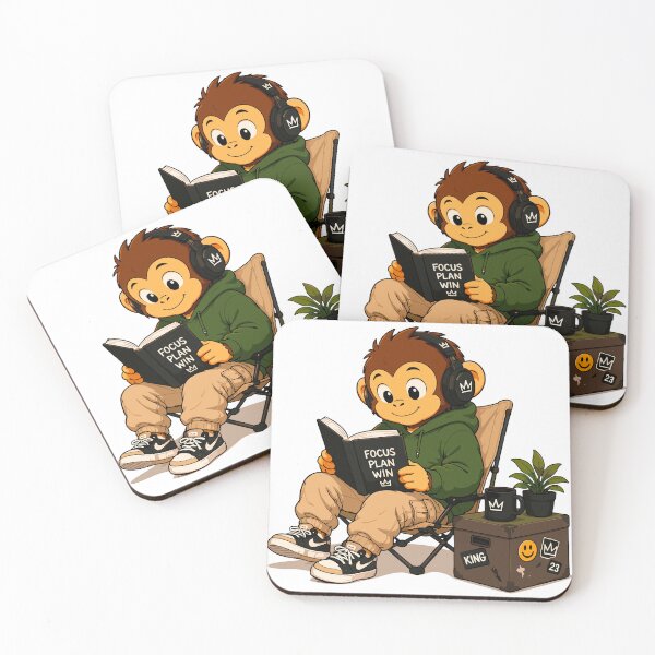Item preview, Focus Monkey Motivation Cartoon Vector Design designed and sold by Krincydigitalart.