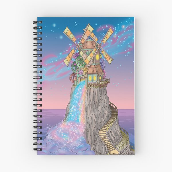 Item preview, Magical Steampunk Windmill - Cosmic Galaxy Waterfall Art designed and sold by AliAltinelArt.