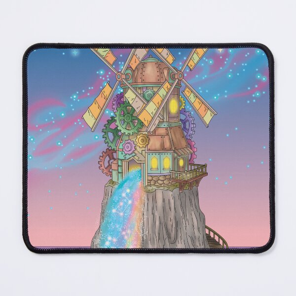 Item preview, Magical Steampunk Windmill - Cosmic Galaxy Waterfall Art designed and sold by AliAltinelArt.