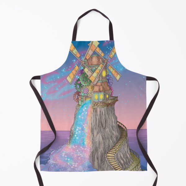 Item preview, Magical Steampunk Windmill - Cosmic Galaxy Waterfall Art designed and sold by AliAltinelArt.