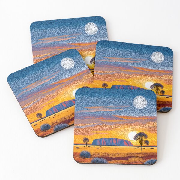 Item preview, Aboriginal Inspired Dot Art - Sun and Moon Lights at Uluru designed and sold by GrinGalore.