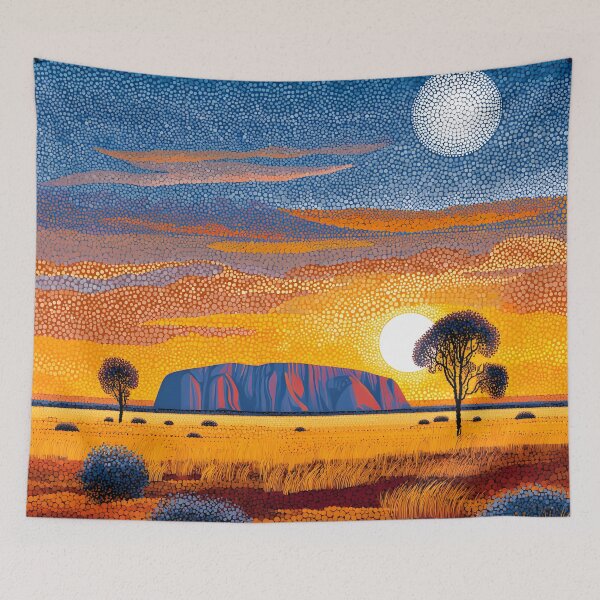 Item preview, Aboriginal Inspired Dot Art - Sun and Moon Lights at Uluru designed and sold by GrinGalore.