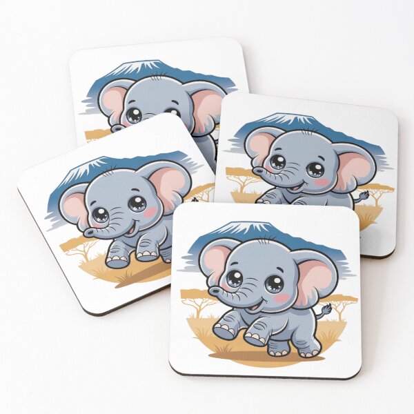 Item preview, Kawaii Baby Elephant at Amboseli National Park designed and sold by YounexxART.