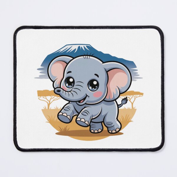 Item preview, Kawaii Baby Elephant at Amboseli National Park designed and sold by YounexxART.