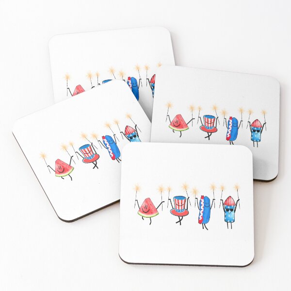 Item preview, Cute Patriotic Doodle Watermelon Hotdog Firework 4th of July designed and sold by BornBorn.