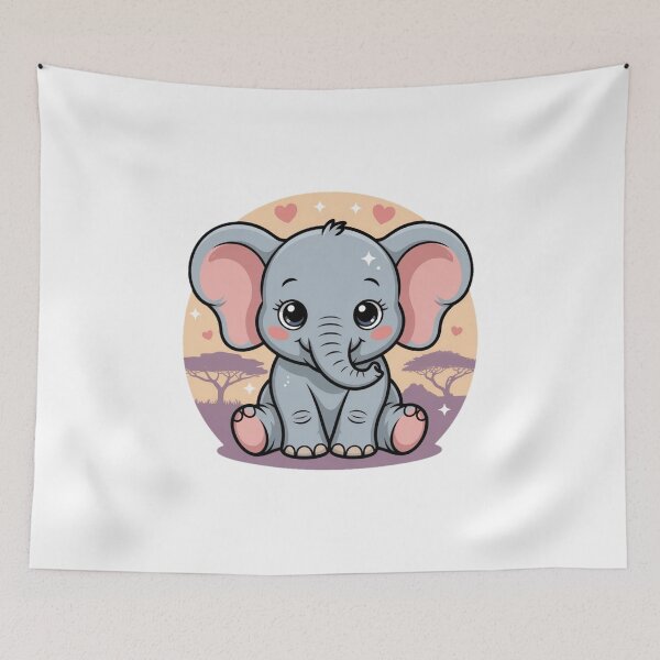 Item preview, Cute Kawaii Safari Elephant | Amboseli Adventure Animal designed and sold by YounexxART.