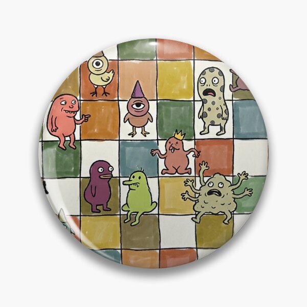 Item preview, Quirky Monster Grid Cute Cartoon Doodle Pattern designed and sold by PM.
