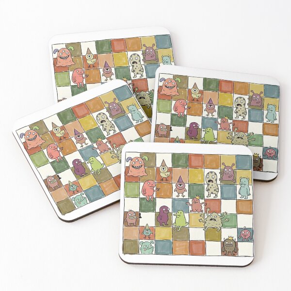 Item preview, Quirky Monster Grid Cute Cartoon Doodle Pattern designed and sold by PM.
