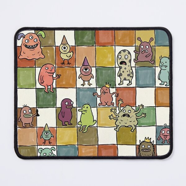 Item preview, Quirky Monster Grid Cute Cartoon Doodle Pattern designed and sold by PM.