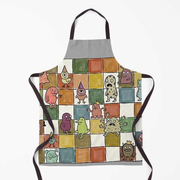 Item preview, Quirky Monster Grid Cute Cartoon Doodle Pattern designed and sold by PM.