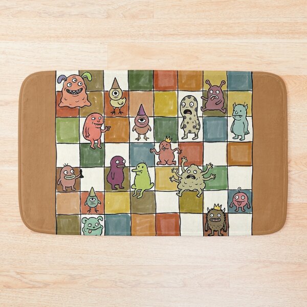 Item preview, Quirky Monster Grid Cute Cartoon Doodle Pattern designed and sold by PM.